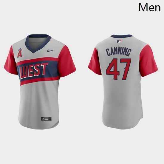 Men Los Angeles Angels 47 Griffin Canning Men Nike Gray 2021 Little League Classic Authentic MLB Jersey
